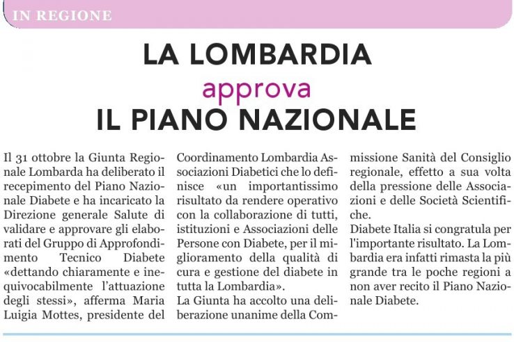 Il piano nazionale il Lombardia